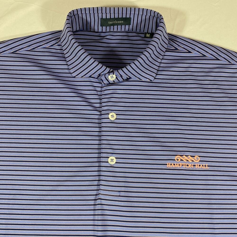 Turtleson Polo Size Medium Striped Mens Short Sleeve W/LOGO Golf Shirt